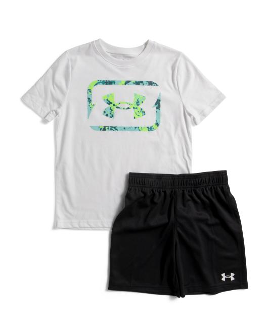 UNDER ARMOUR Big Boys 2pc Printed Hooks Tee And Shorts Set