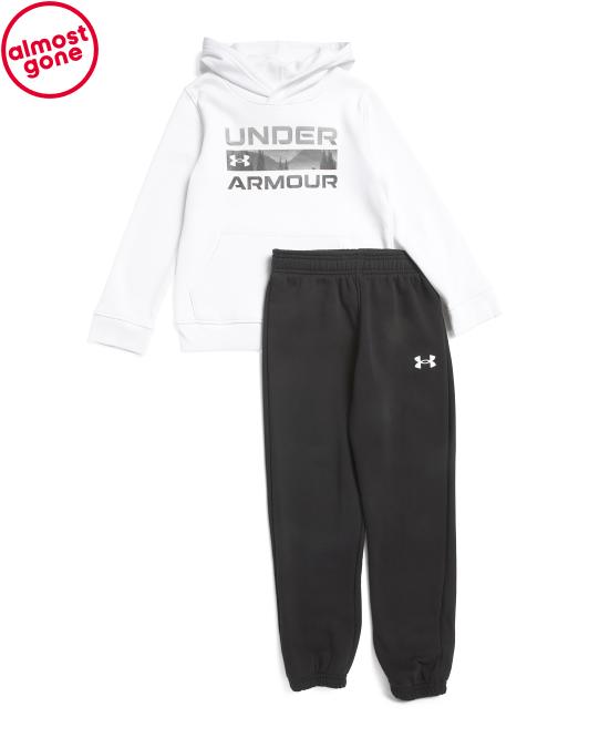 UNDER ARMOUR Big Boys 2pc Stacked Logo Hoodie And Joggers Set