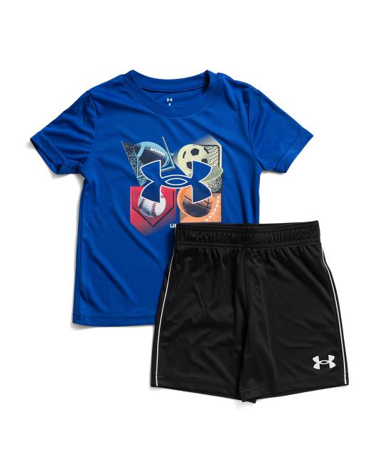 UNDER ARMOUR Little Boys 2pc Tech 4 Baller Short Sleeve Shirt And Shorts Set