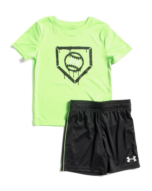 UNDER ARMOUR Little Boys 2pc Tech Diamond Short Sleeve Tee And Shorts Set