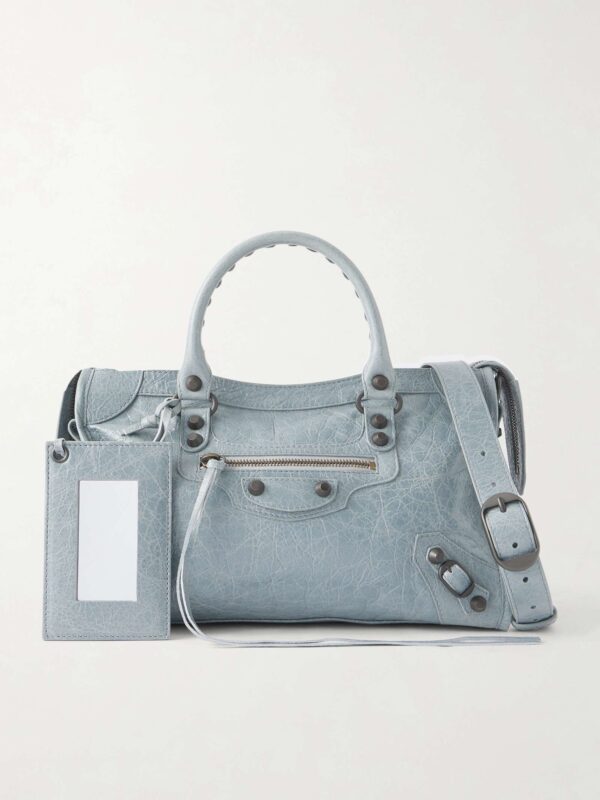 Le City small embellished crinkled-leather tote