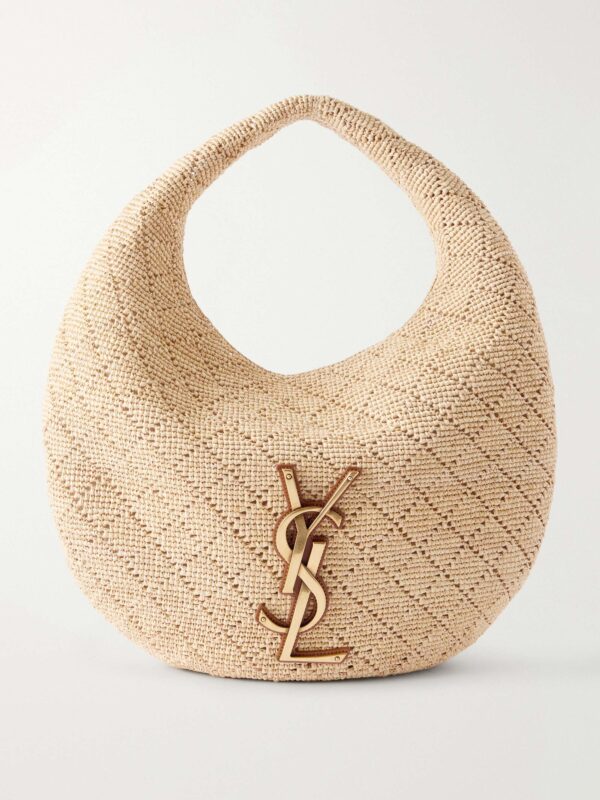 Icare Cassandre-embellished woven raffia shoulder bag