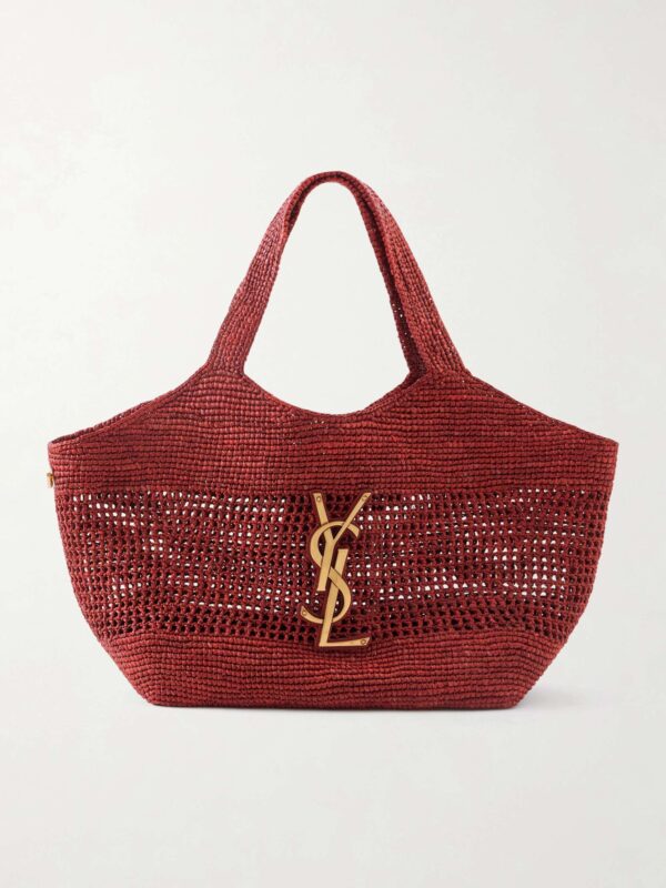 Icare maxi leather-trimmed raffia tote