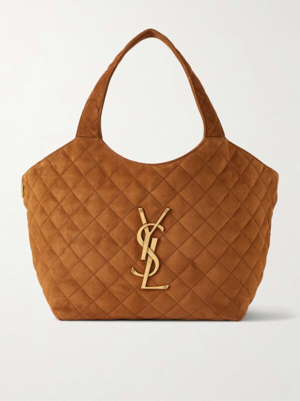 Icare medium Matelassé suede tote