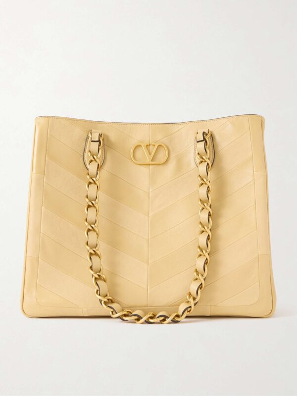 Jean paneled leather tote
