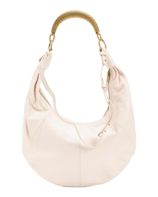 WALTER BAKER Leather Jane Hobo With Engraved Handle And Shoulder Strap