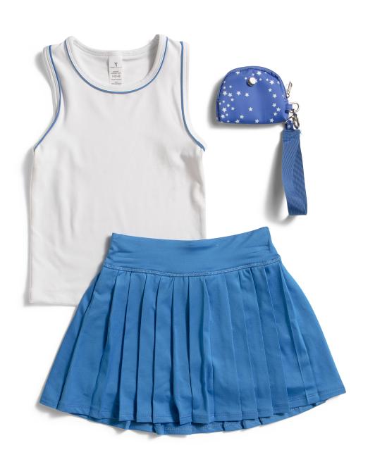 YOGALICIOUS Big Girls 2pc Racerback Tank Top And Skort Set With Wristlet