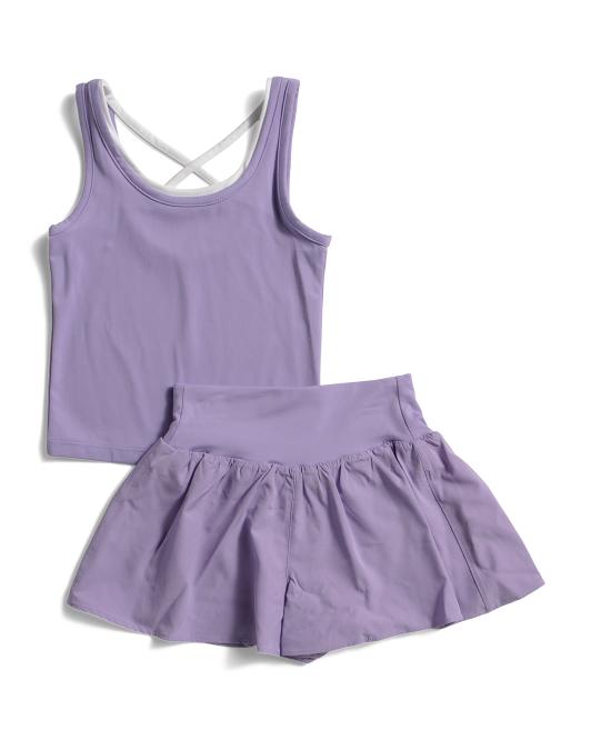 YOGALICIOUS Big Girls 2pc Layered Tank And Shorts Set