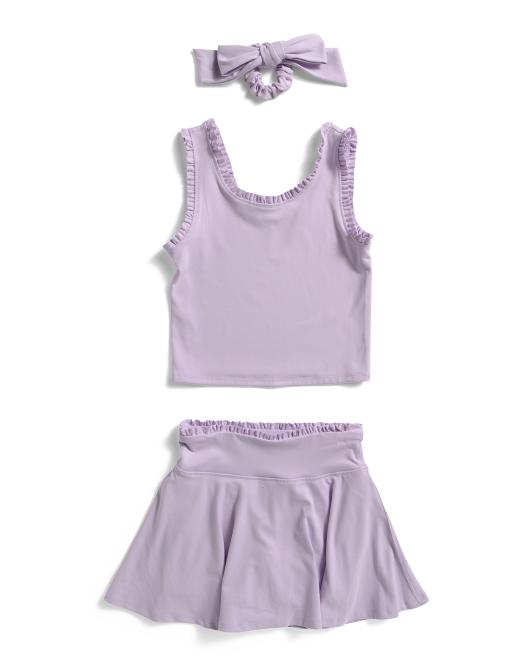 YOGALICIOUS Big Girls 2pc Lettuce Edge Tank And Skort Set