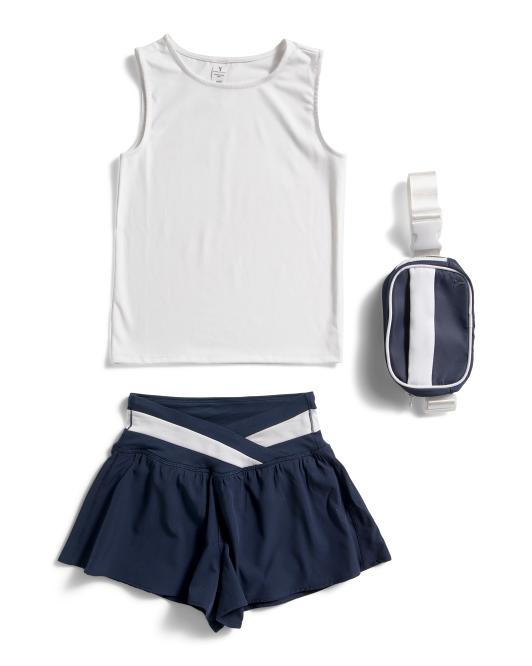 YOGALICIOUS Big Girls 2pc Tank And Shorts Set With Fanny Pack
