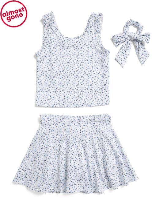 YOGALICIOUS Girls 2pc Lettuce Edge Skort Set With Scrunchie