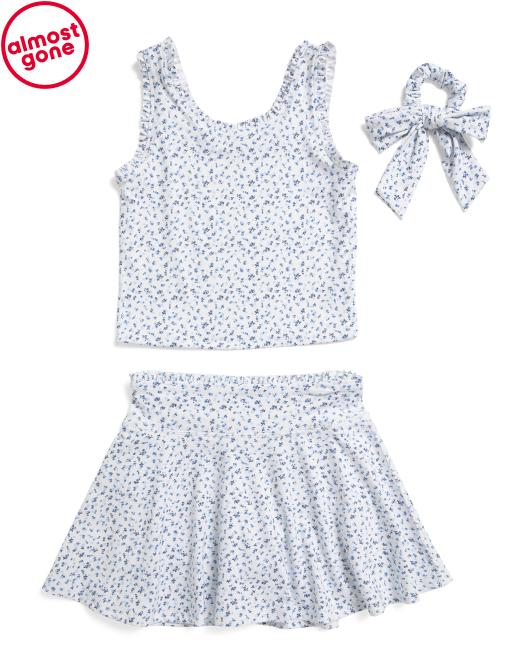 YOGALICIOUS Girls 2pc Lettuce Edge Tank And Skort Set With Scrunchie
