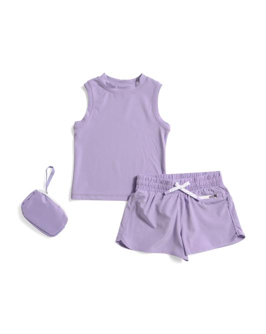 YOGALICIOUS Little Girls 2pc Tank And Lightstreme Shorts Set With Wristlet Pouch