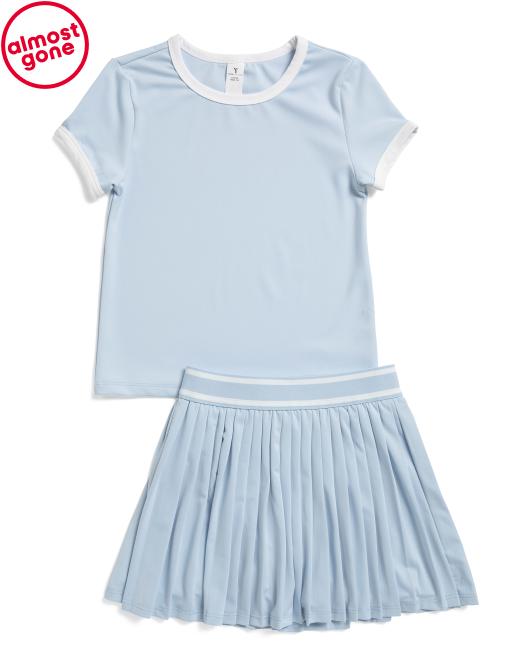 YOGALICIOUS Little Girls 2pc Tee And Pleated Skort Set