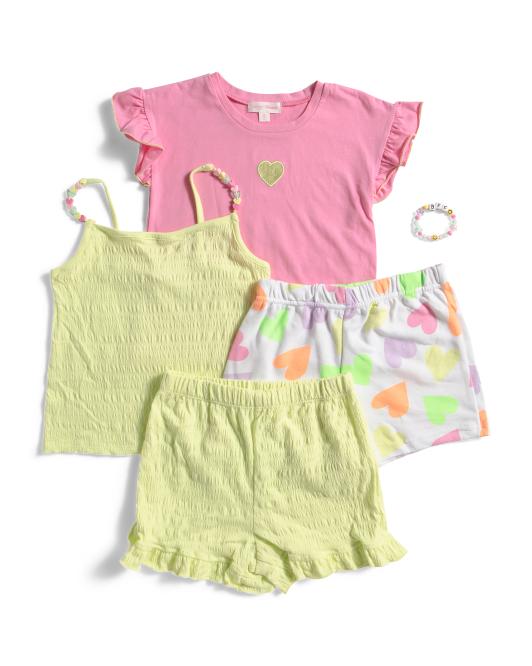 YOUNG HEARTS Girls 4pc Tops And Shorts Set